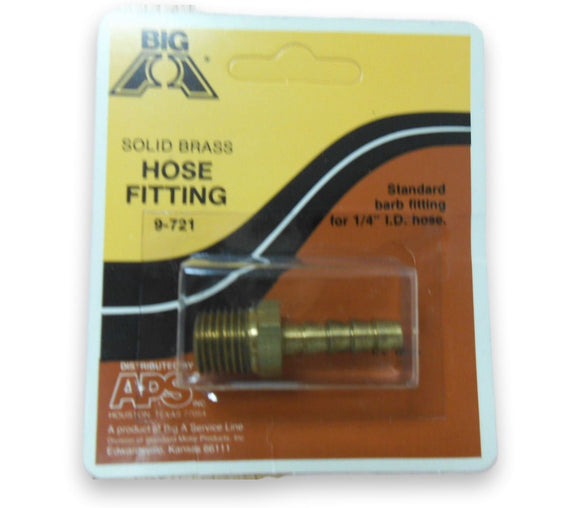 9-721 Solid Brass Hose Barb Fitting Standard for 1/4