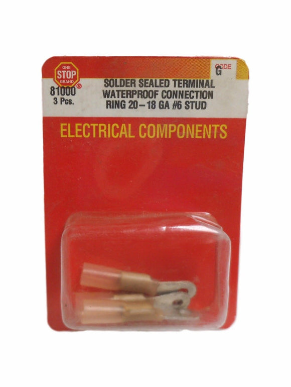 One Stop Brand 81000 Solder Sealed Terminal Waterproof Connection Ring #6 Stud
