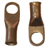 Two (2) 4GA 4 Gauge Copper Battery Terminal Cable Connector Lugs 50-99 New!