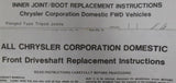 Federal Mogul TRW 224194 CV Joint Boot-Inboard CV Boot BRAND NEW!!!