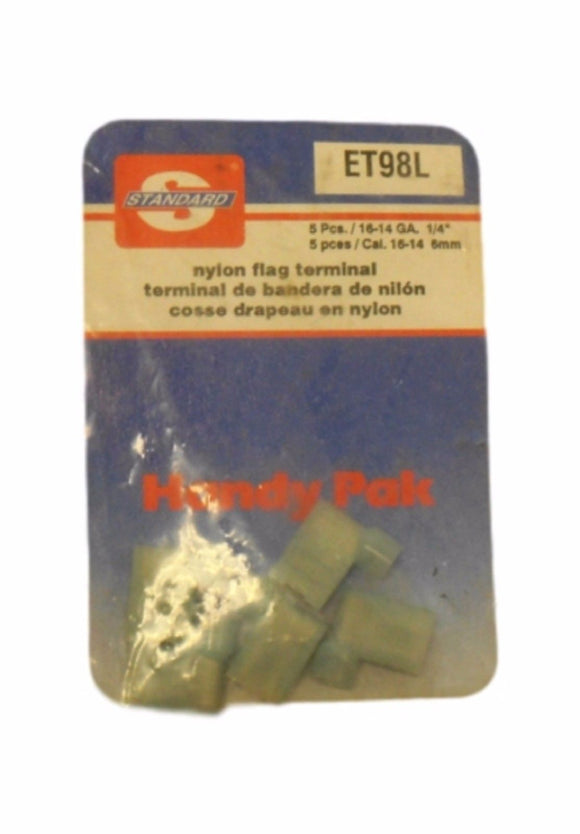 Standard Brand (5) Nylon Flag Terminals ET98L 16-14 GA 1/4