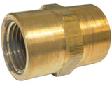 Big A 3-20380 Brass Fitting, Hex Coupling, 1/2" NPTF Female x 1/2" NPTF Female