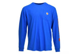 Carhartt Blue Glow Loose Fit Heavyweight Long-Sleeve Logo T-Shirt, Medium