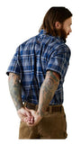 Ariat 10039333 Men's Short-Sleeve Rebar Made Tough Work Shirt Size XXL Stonewash Plaid