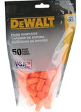 DeWALT DPG63BG50 Disposable Bell Shaped Foam Ear Plugs Orange One Size