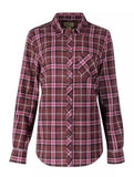 Blue Mountain Women's Long Sleeve Plaid Flannel Shirt Size Small Burgundy