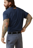 Ariat 10043607 Rebar Cotton Strong Block Logo Short Sleeve Work T-Shirt, Navy Heather/Lime, Medium