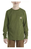 Carhartt Kids Boys' Long-Sleeve Dog Pocket T-Shirt Size 5 Chive Heather