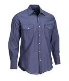 Wrangler MS726BL Cowboy Cut Western Chambray Work Shirt, Indigo Blue, 2XL