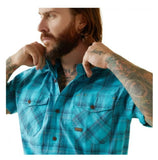Ariat 10039333 Men's Short-Sleeve Rebar Made Tough Work Shirt Size Medium Bachelor Button
