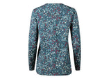 Blue Mountain Floral Print Women's Long-Sleeve Solid Scoop Neck T-Shirt, Small