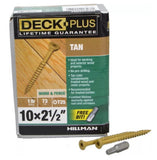 Deck Plus 48415 Exterior Tan Ceramic, Wood Screws, Self-Drilling, (#10 x 2.5"), 1 lb