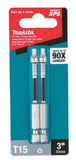 Makita E-01208 Impact XPS T15 Torx 3 in. Power Bits - 2 pcs.