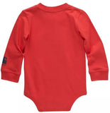 Carhartt CA6415-R140-AI Boys' Long-Sleeve Tractor Bodysuit, Dark Red, 18M