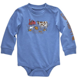 Carhartt CA6417-B347H-AI Boy's Long-Sleeve Animal Bodysuit, Blue, 18M