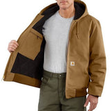 Carhartt J140BRN Men's Brown Quilted Flannel-Lined Duck Active Jacket, 2XL