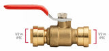 ProBite LF912R Full Port Ball Valve Lead-Free Brass 0.5 in. Push-to-Connect End
