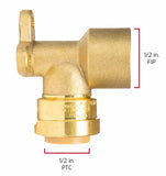ProBite LF813DR Drop Ear 90° Elbow Fitting 0.5" Push-Connect x FNPT Female Brass