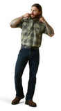 Ariat 10039333 Men's Short-Sleeve Rebar Made Tough Work Shirt Size XL Silt Green Plaid