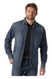 Wrangler Men's Long-Sleeve Slim Fit Retro Western Shirt Size Medium Denim
