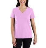 Carhartt 105739-V49 Women's Cotton Relaxed Fit Lightweight V-Neck T-Shirt, Lupine, XL