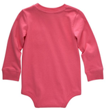 Carhartt CA5002-P391-LM Girls' Long-Sleeve Pocket Bodysuit, Pink, 12M