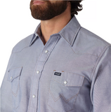 Wrangler MS743CH Cowboy Cut Western Chambray Work Shirt, L B Chambray, Medium