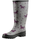 Blue Mountain BM2301 Wellington Women's Rubber Rain Boots Horse Print, Size 8