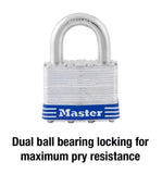 Master Lock 5D 3/8 in. Diameter Shackle Laminated Steel Padlock, Dual Lock