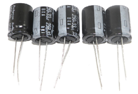 Rubycon T0020 Radial Electrolytic Capacitor 33uF 250V 20% Tolerance 5 Pcs