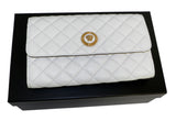 Versace DBSI159S White Medusa Head Quilted Leather Wallet on Chain Crossbody Bag