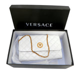 Versace DBSI159S White Medusa Head Quilted Leather Wallet on Chain Crossbody Bag