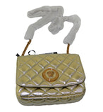 Versace DBFI163S Quilted Medusa Head Small Purse Gold Leather Cross Body Bag